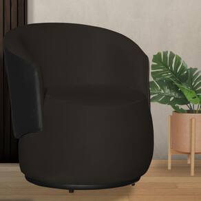 Poltrona Orgânica Beatriz Com Composê Corino Preto Suede Marrom - Vallisa Decor