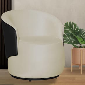 Poltrona Orgânica Beatriz Com Composê Corino Preto Suede Marfim - Vallisa Decor
