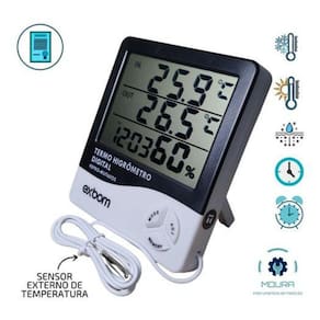 Termo Higrômetro Digital Com Sensor Externo Calibrado
