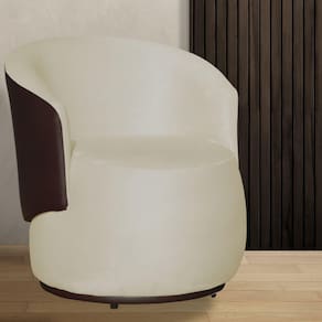 Poltrona Orgânica Beatriz Suede Marfim Com Composê Corino Marrom - Vallisa Decor