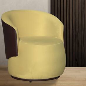 Poltrona Orgânica Beatriz Com Composê Corino Marrom Suede Amarelo - Vallisa Decor