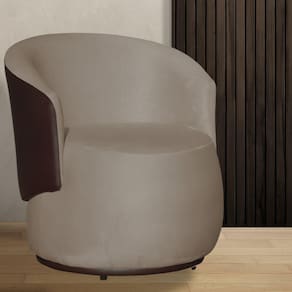 Orgânica Beatriz Com Composê Corino Marrom Suede Cappuccino - Vallisa Decor
