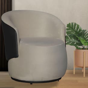 Poltrona Orgânica Beatriz Com Composê Corino Preto Suede Bege - Vallisa Decor