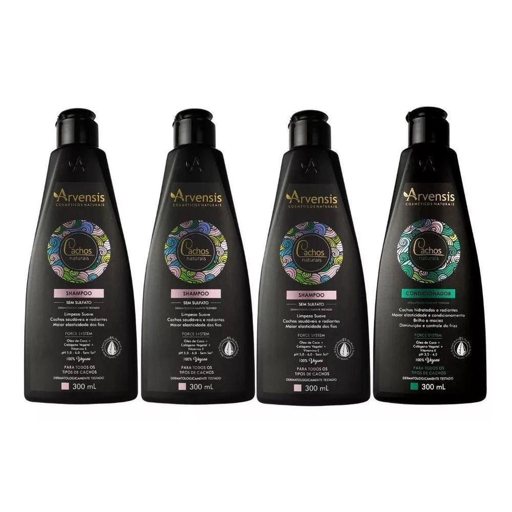Kit Cachos Arvensis 3 Shampoo 300Ml + 1 Condicionador 300Ml