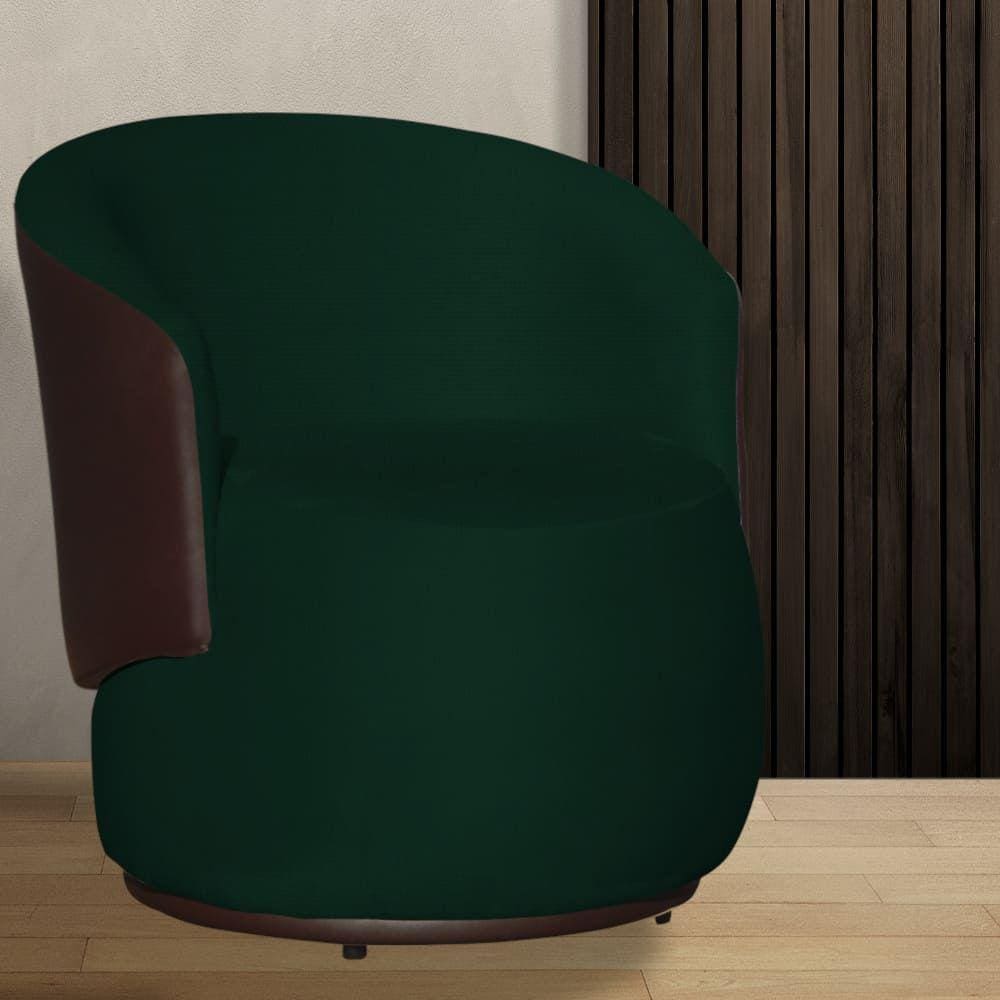 Orgânica Beatriz Com Composê Corino Marrom Suede Verde - Vallisa Decor