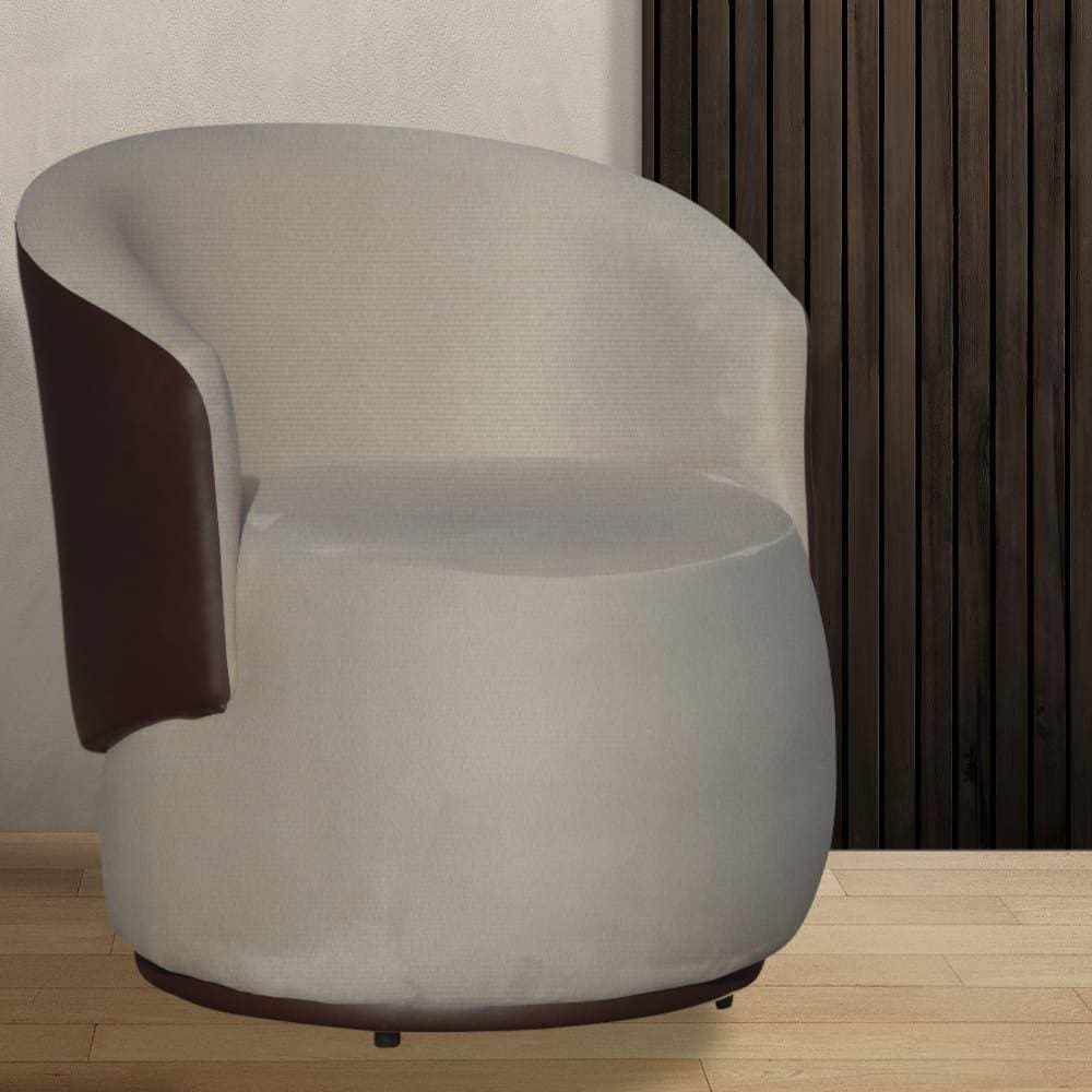 Orgânica Beatriz Com Composê Corino Marrom Suede Bege - Vallisa Decor