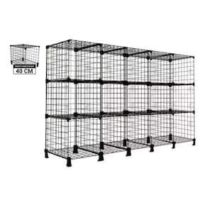 Estante Balcão Aramado 15 Nichos 40cm Profundidade Preto 5x3