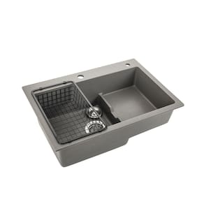 Cuba Para Cozinha Gourmet De Quartzo Com Escorredor Aruak Pingoo.casa - Cinza