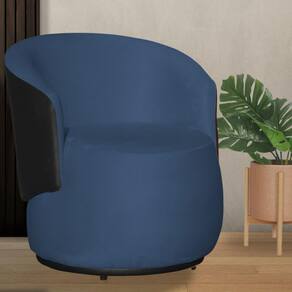 Orgânica Beatriz Com Composê Corino Preto Suede Azul Royal - Vallisa Decor