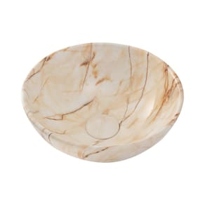 Cuba De Apoio Para Banheiro Redonda Slim Louça Cerâmica 28,5 cm Calcedônia Pingoo.casa - Marmorizado Rose