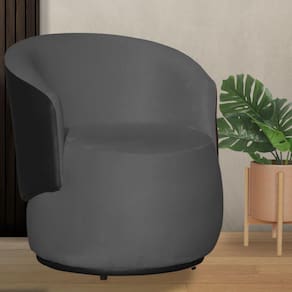 Poltrona Orgânica Beatriz Com Composê Corino Preto Suede Cinza - Vallisa Decor
