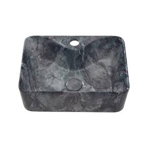 Cuba De Apoio Para Banheiro Retangular Slim Louça Cerâmica 40 cm Cornalina Pingoo.casa - Marmorizado Grafite