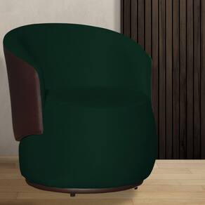 Poltrona Orgânica Beatriz Suede Verde Com Composê Corino Marrom - Vallisa Decor