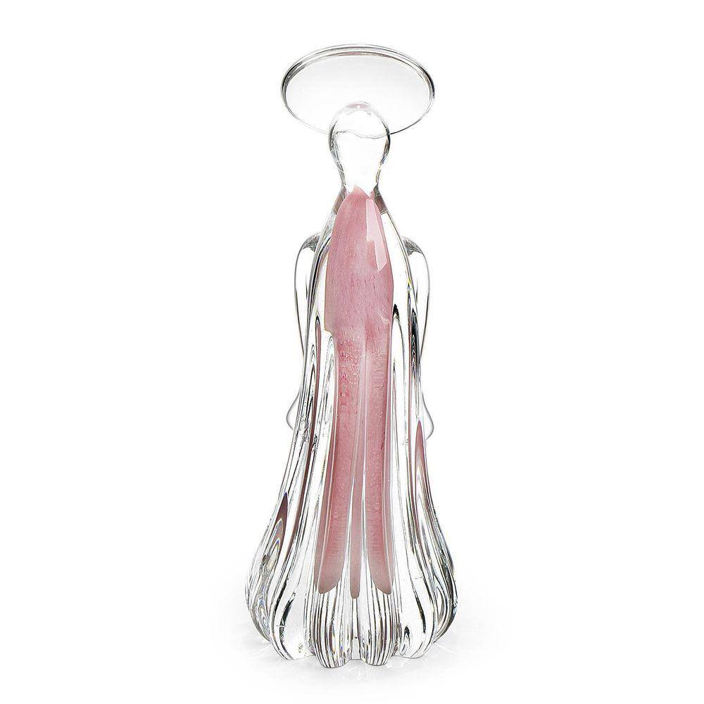 Anjo Em Cristal Murano Rosa São Marcos 32,5cm
