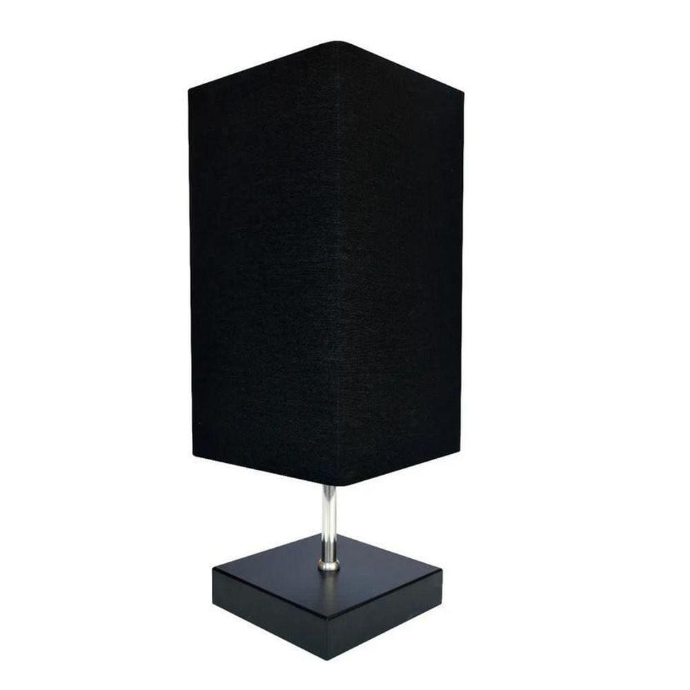 Abajur De Madeira Mdf Preto + Cúpula Preto Ab 5059 Pt