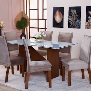 Capas Para Cadeira De Jantar 8 Unidades Suede Luxo - Avelã