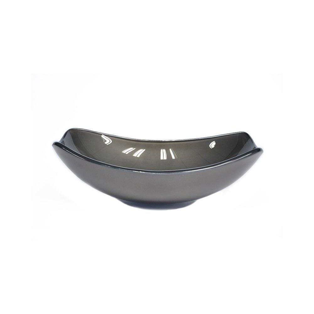 Cuba De Vidro Oval Chanfrada 46Cm Grafite