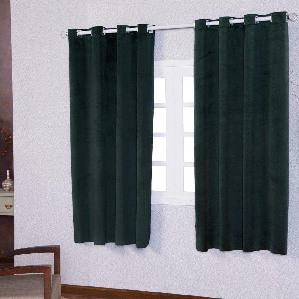 Cortina 200X170 Pra Sala De Estar Tecido Suede - Verde Musgo