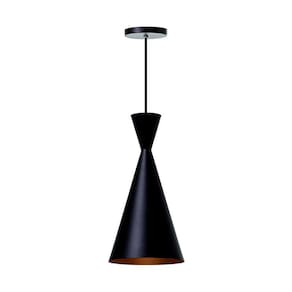 Lustre Pendente Canadá Alumínio Preto Com Cobre