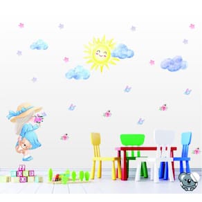 Adesivo De Parede Infantil Menina Flores Borboletas Aquarela