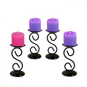 4 Castiçal 1 S Coroa Advento Candelabro Porta Velas Mesa