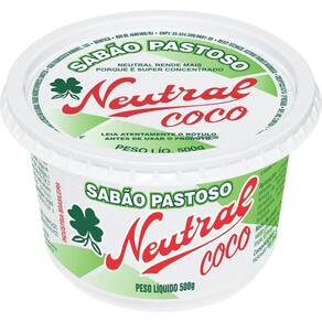 Sabão Para Lava Louças Pastoso Neutral Coco 500g - Kit 18 Un
