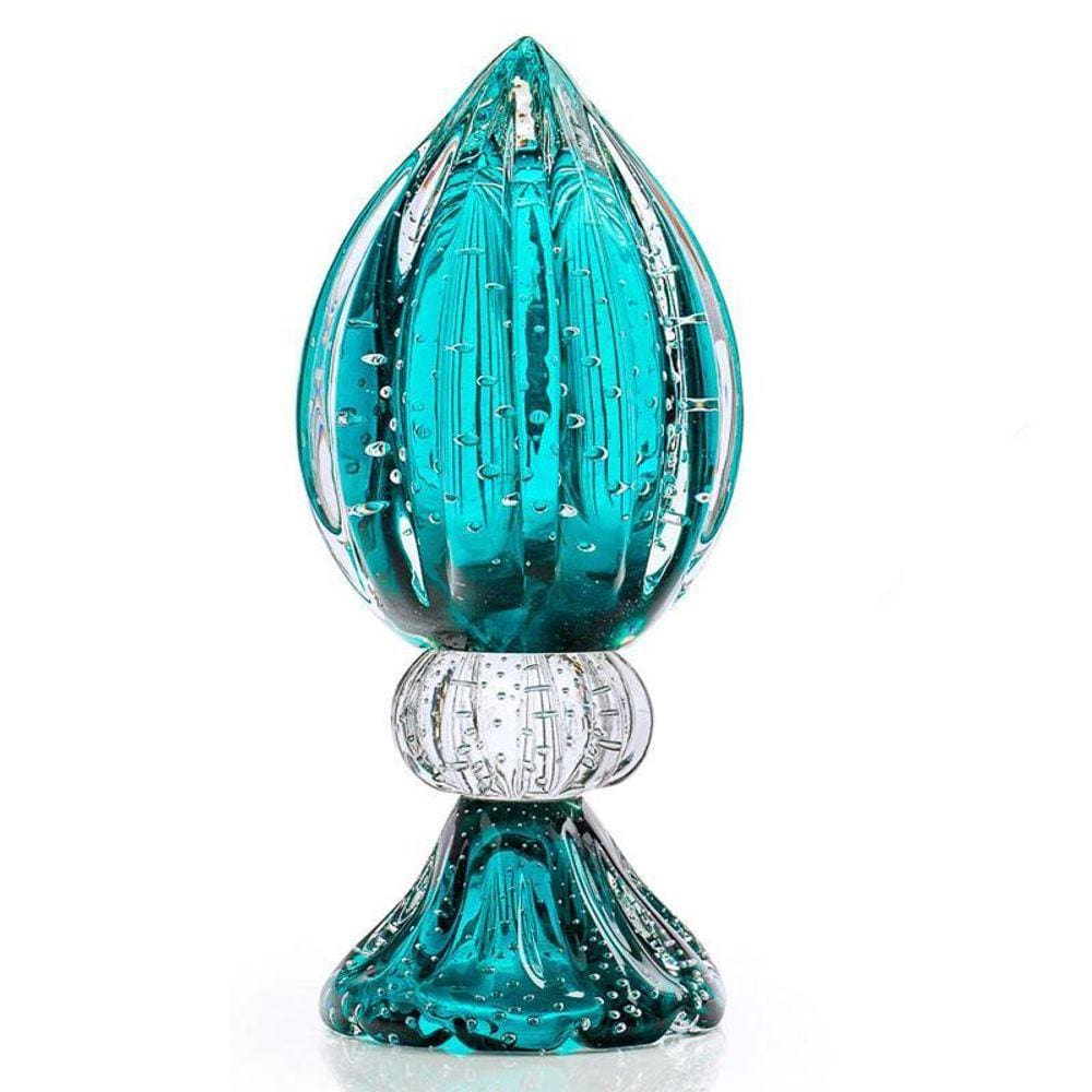 Vaso Pinha Com Base Em Cristal Murano Verde São Marcos 27Cm
