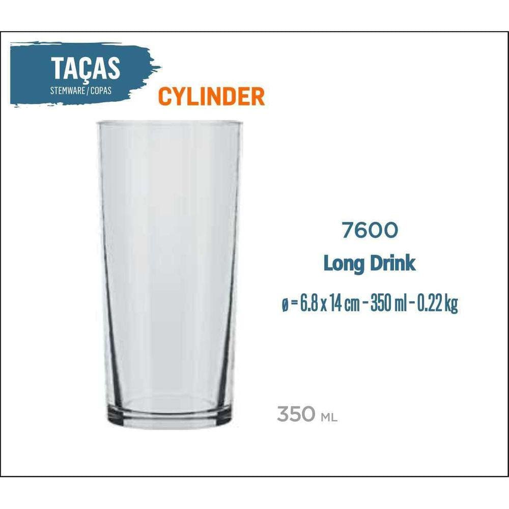 12 Copos Cylinder 350Ml - Long Drink