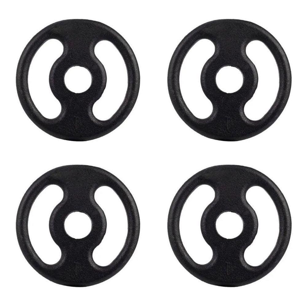 Kit Anilhas 4 X 1Kg Para Barra Halter Musculação Preto