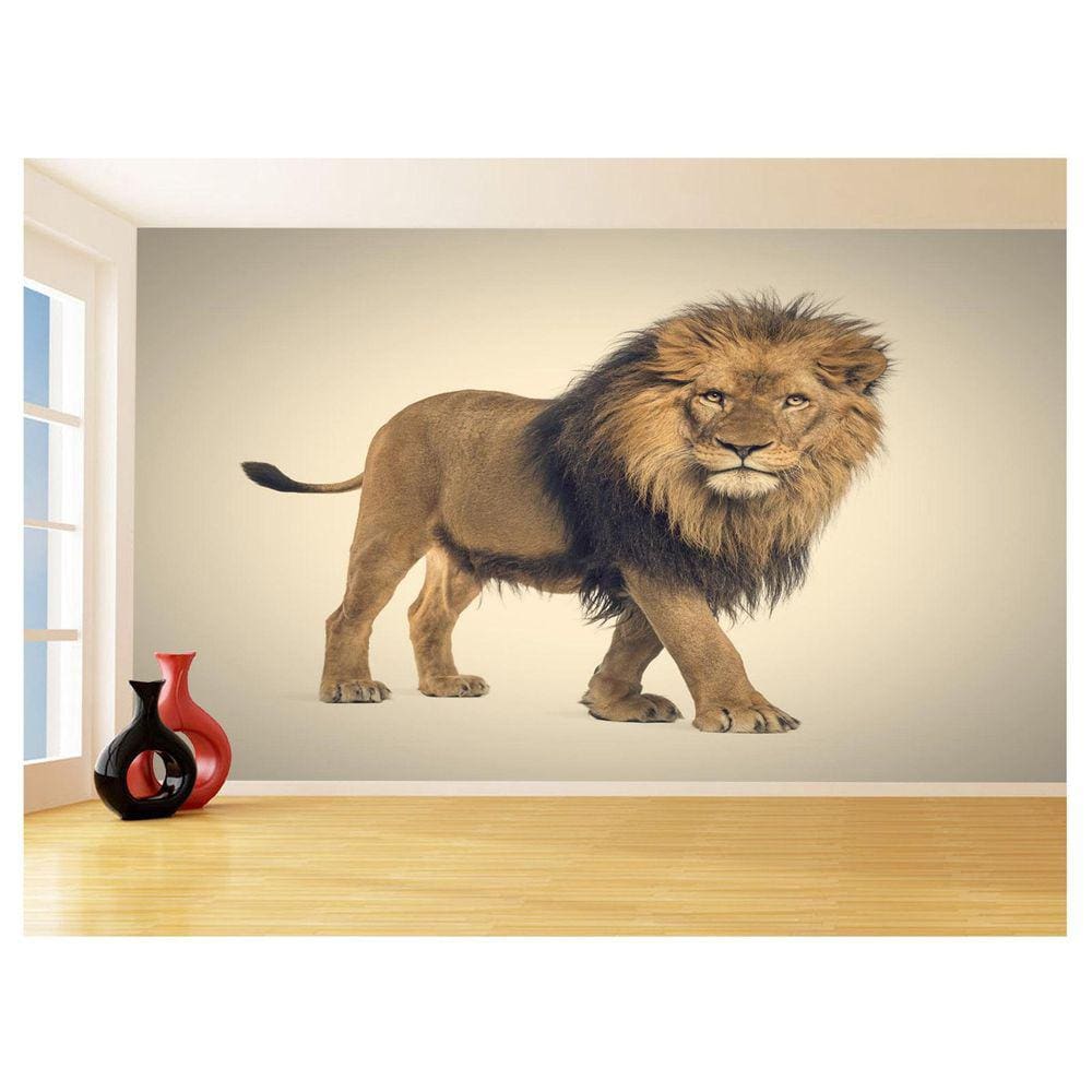 Papel De Parede Animais Leão Andando Colorido 3,5M Anm487