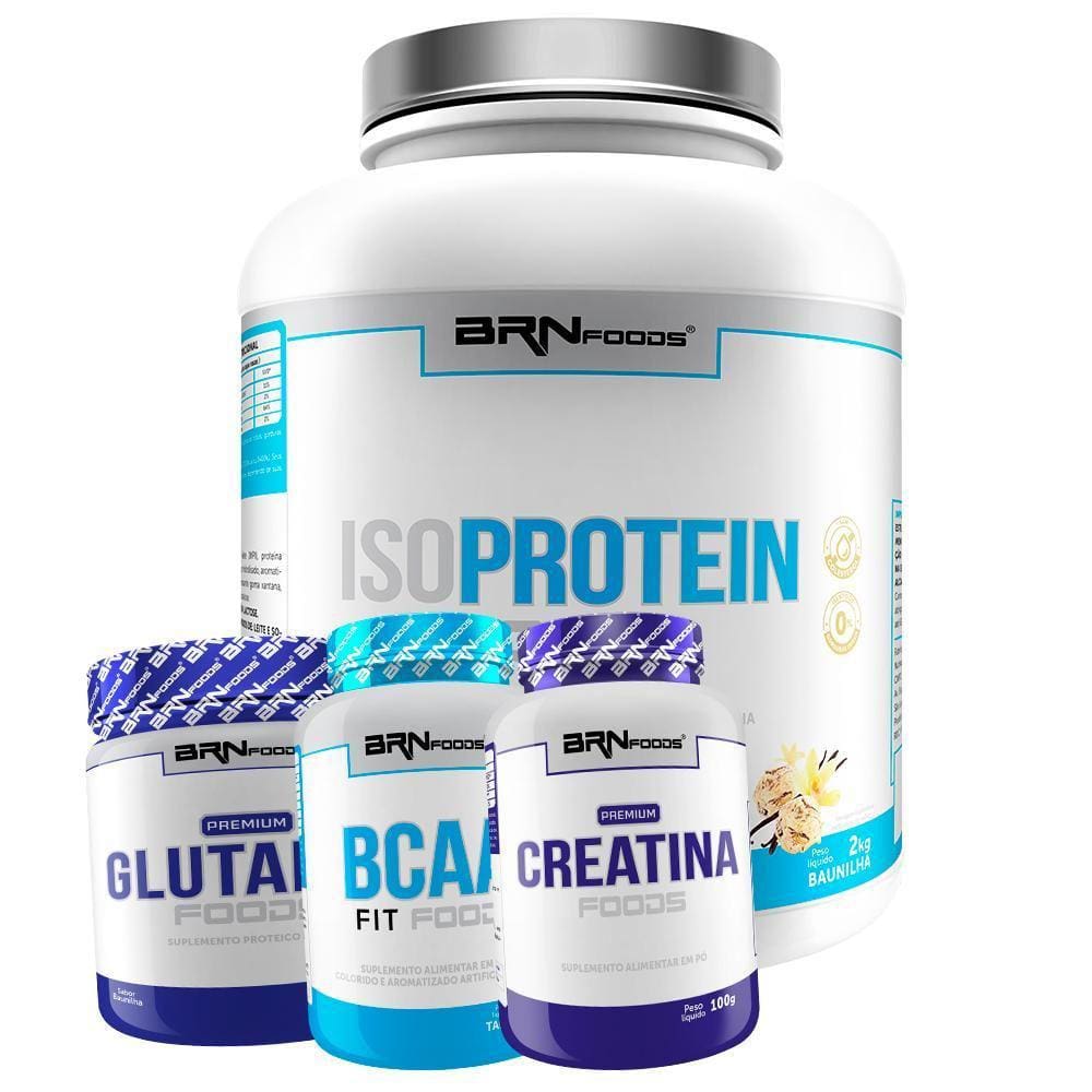 Kit Whey Protein Iso Protein Foods 2Kg+Creatina 100G+ Bcaa