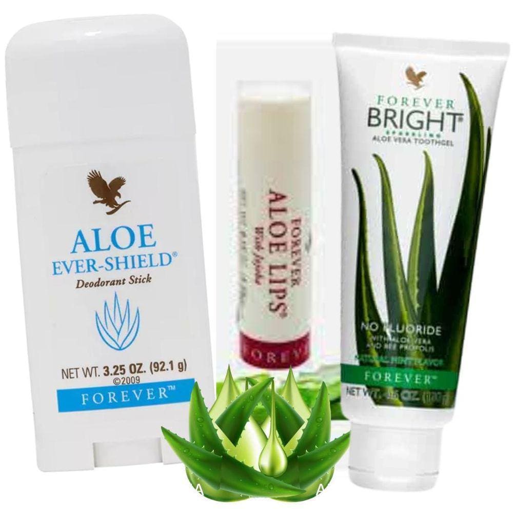 Desodorante Natural + Protetor Labial + Gel Dental Aloevera