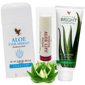 Desodorante Natural + Protetor Labial + Gel Dental Aloevera