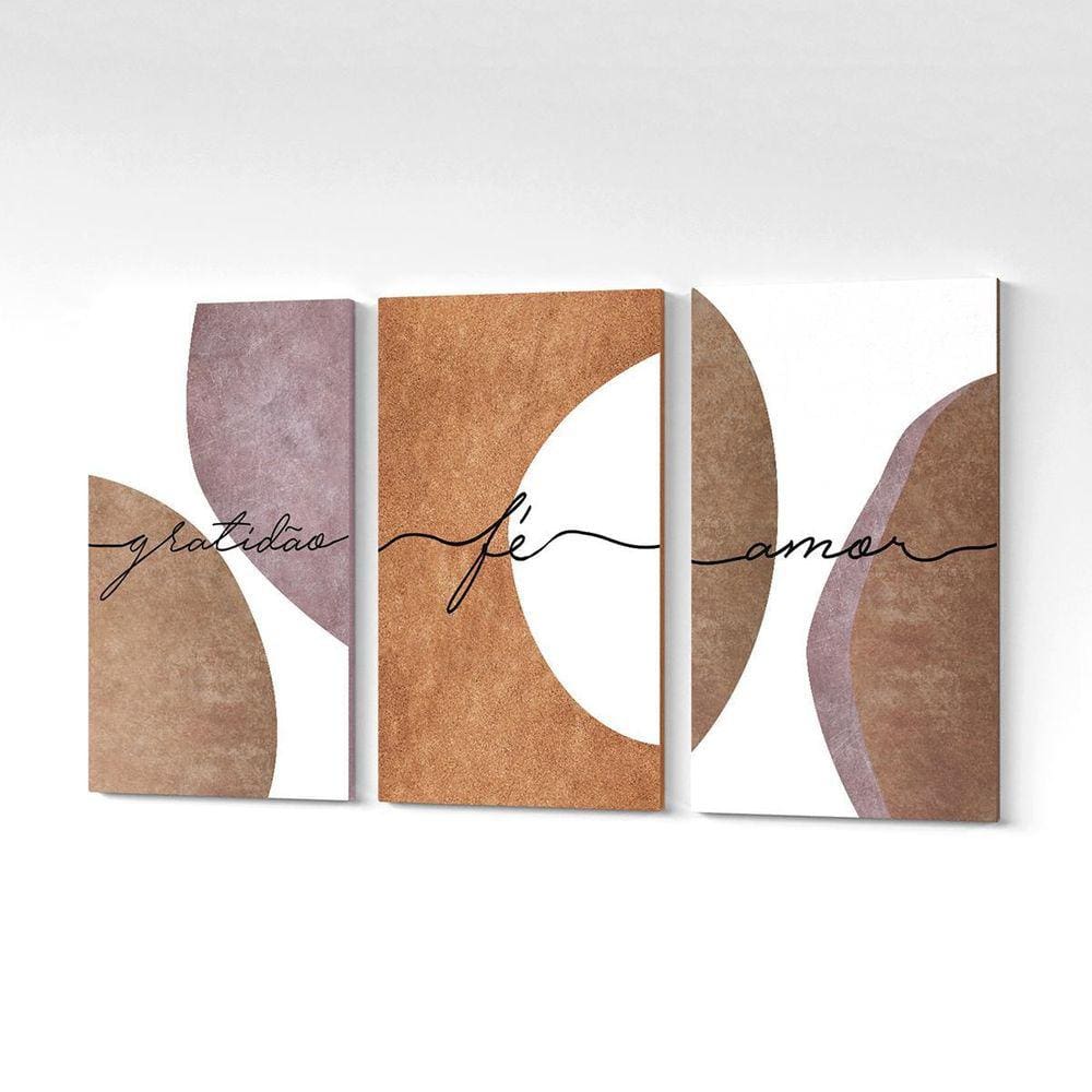 Quadro Decorativo Quarto Canvas Gratidão Fé Amor 125X65Cm