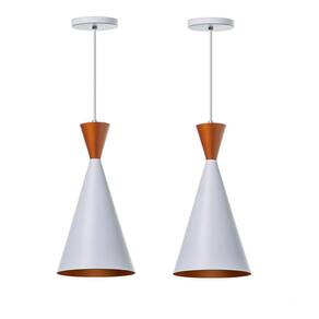 Lustre Pendente Canadá Branco Topo Cobre - Kit 2 Unidades