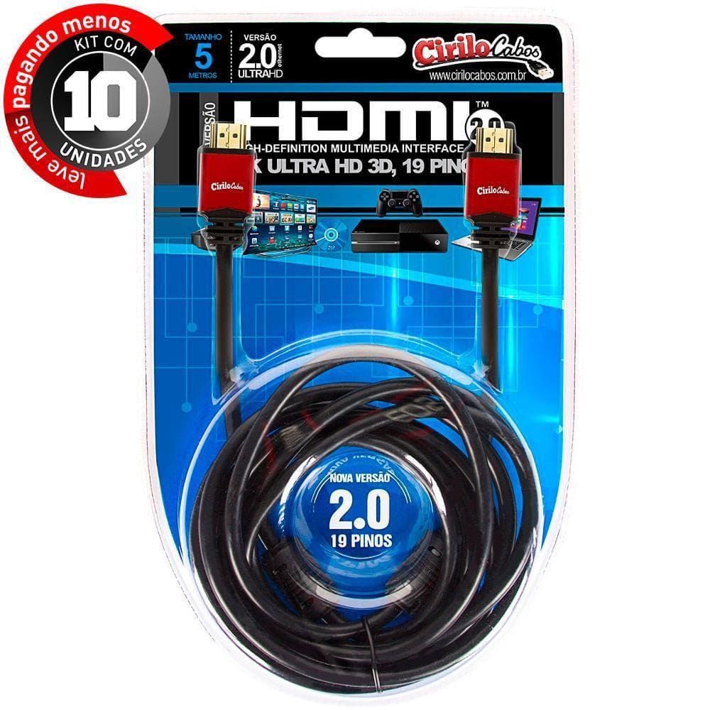 Cabos Hdmi 2.0 4K - 5 Mt Kit 10