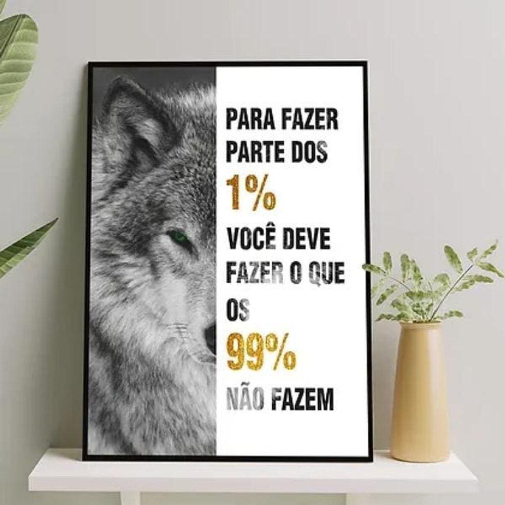 Quadro Motivacional Lobo 45X34Cm - Com Vidro