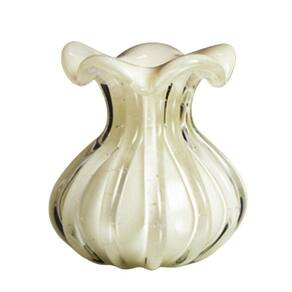 Vaso Trouxinha Em Cristal Murano Pérola - São Marcos 21Cm
