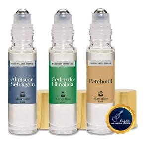Kit 3 Perfumes Roll On 10Ml - Patchouli, Almíscar E Cedro