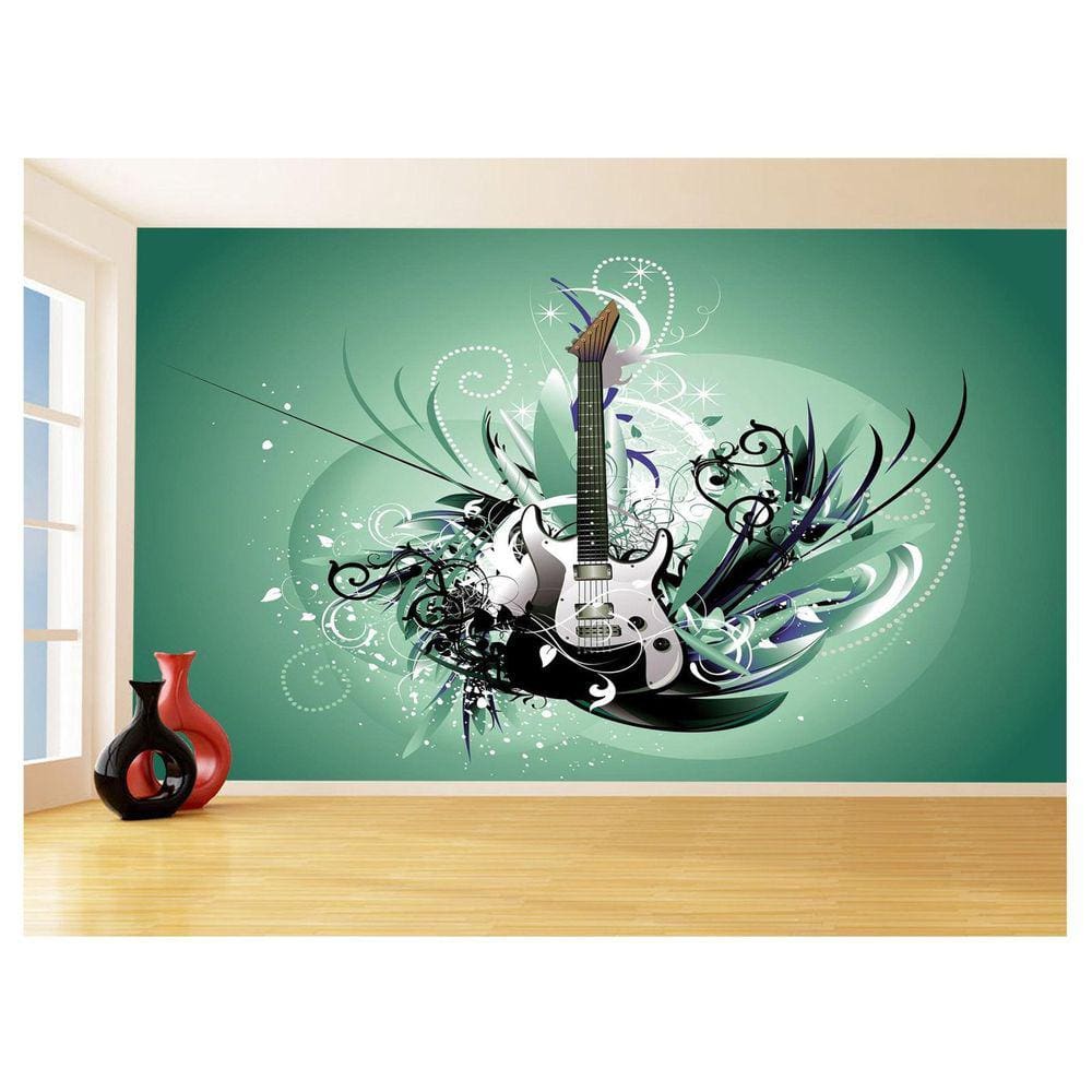 Papel De Parede 3D Musica Guitarra Arte Graffiti 3,5M Mus70