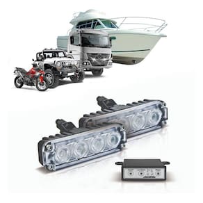 Par Farol Milha Slim Aluminio 4 Leds 4W 12V Ambar Com Modulo