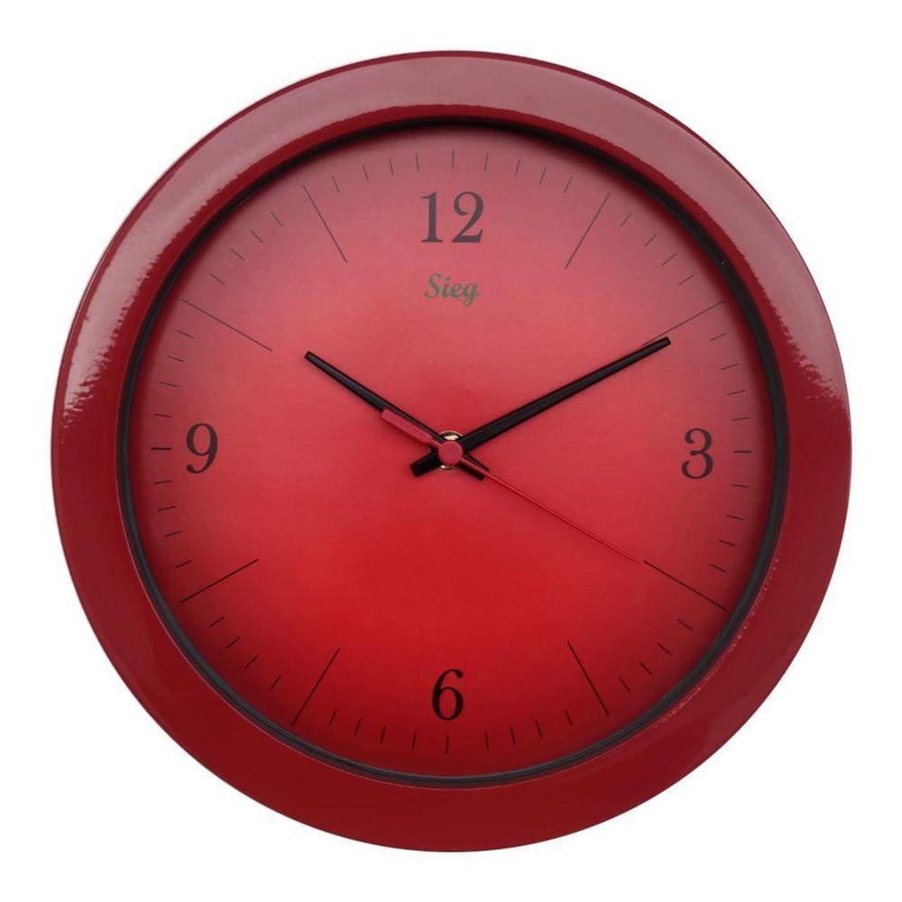 Relógio Aluminio 270Mm Pintado Vermelho Fundo Vermelho
