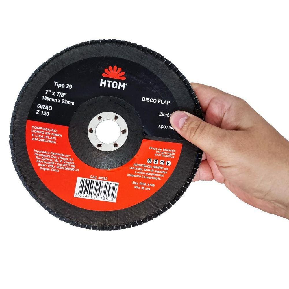 Kit 3 Disco Flap 180Mm Grão 120 Zircônia Desbaste Aço E Inox