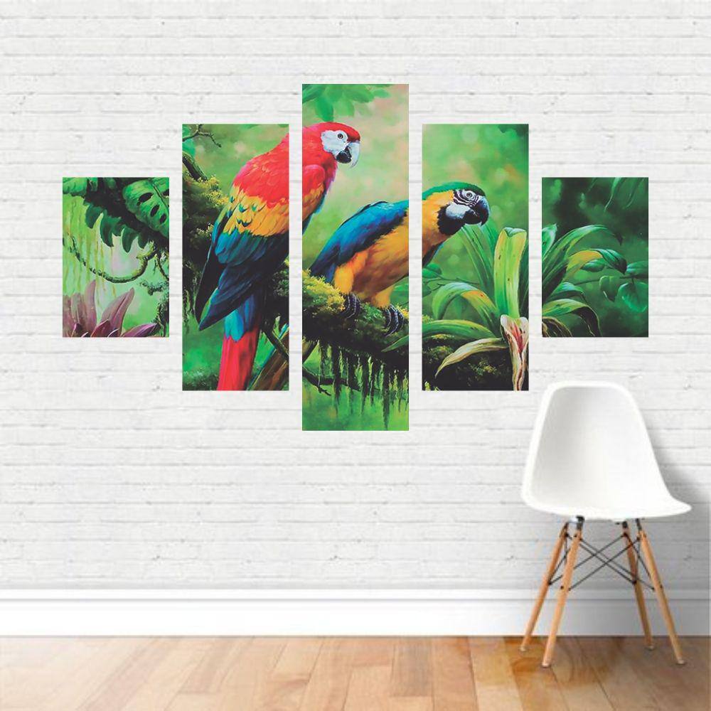 Quadro em tela Canvas Papagaios / Araras na Selva 110x65