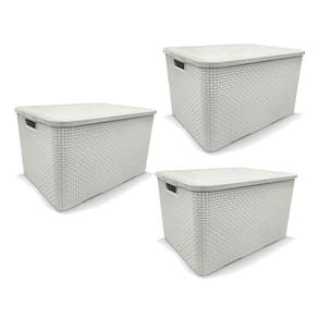 Kit 3 Caixas Organizadoras Rattan Branca 15 Litros Arqplast