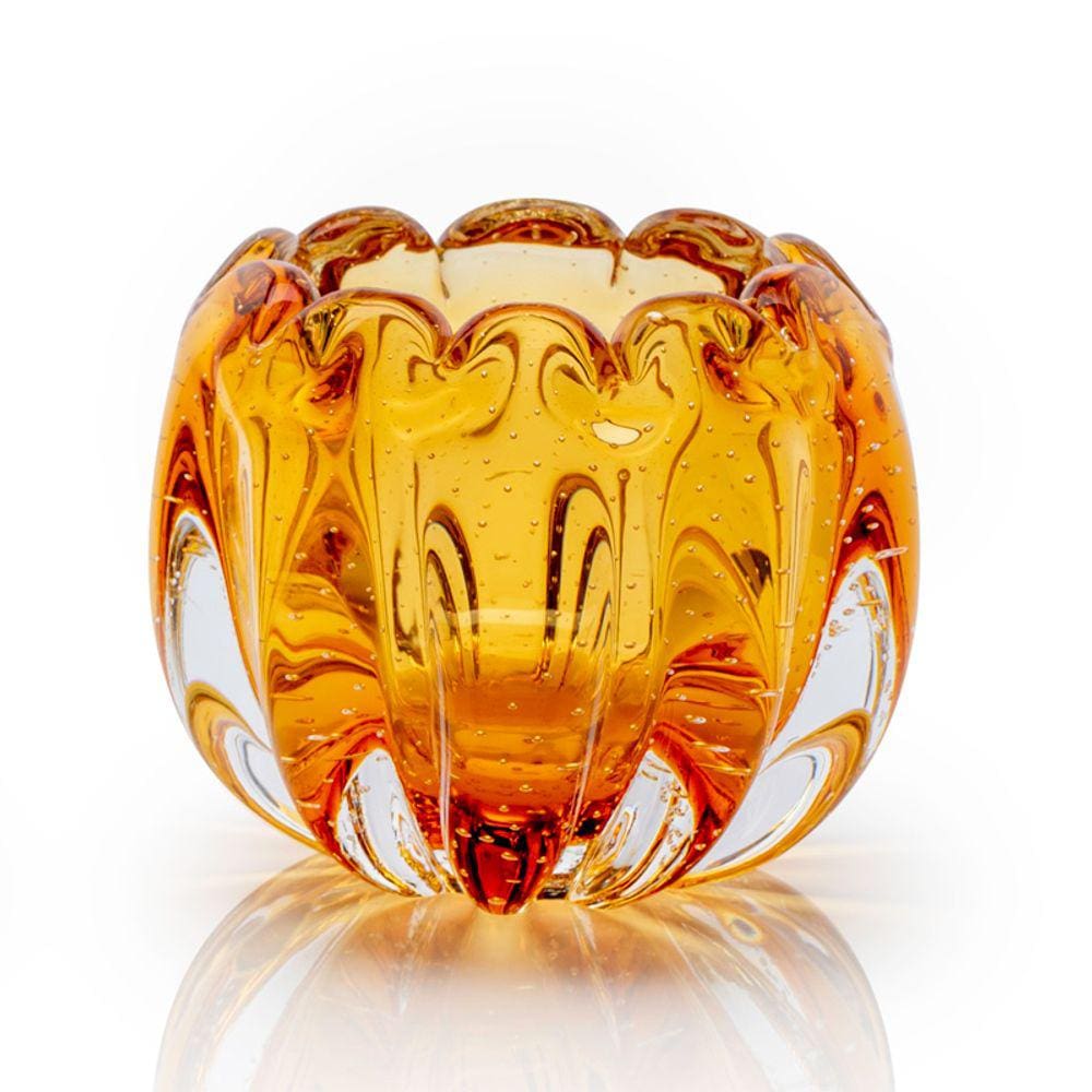 Vaso Em Cristal Murano Âmbar  São Marcos