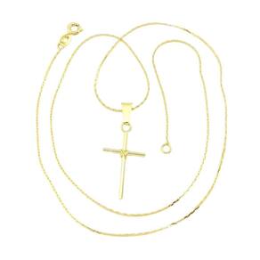 Corrente Masculina 60Cm 0.5Mm Cruz 30Mm Folheada Ouro Cr593