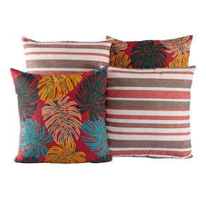Kit 4 Almofadas Jacquard Decorativas 40X40 Vermelho - 004