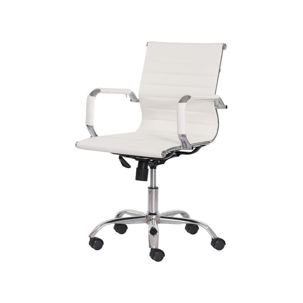 Cadeira Escritório Stripes Diretor Pu Branca Base Giratória