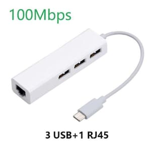 Hub Usb C Usb-C Ethernet Rj45 Lan Placa De Rede 3X Usb A
